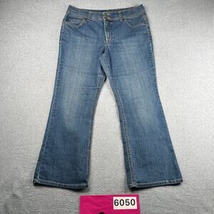 BandolinoBlu Petite Arianna Bootcut Denim Jeans Womens Size 16P Distressed *SEE